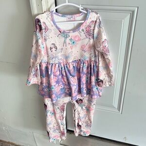 Kids Romper with Butterfly and Floral Print